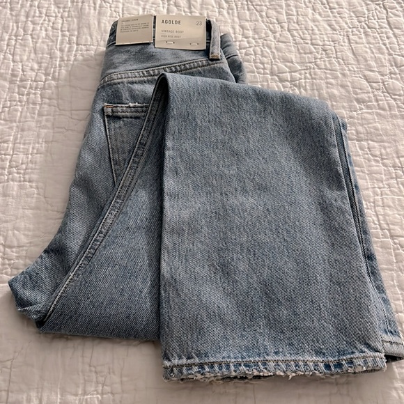 NWT Agolde Vintage High Rise Boot Swat Wash Organic Cotton Aritzia - Picture 6 of 10